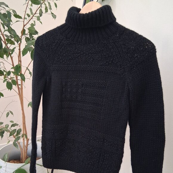 Ralph Lauren Polo Jeans Black 100% Wool Turtleneck Sweater - Picture 1 of 6